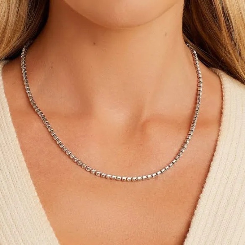 Gorjana New Rhodium Plated Brass Parker Shimmer Necklace Lightweight Party Ready